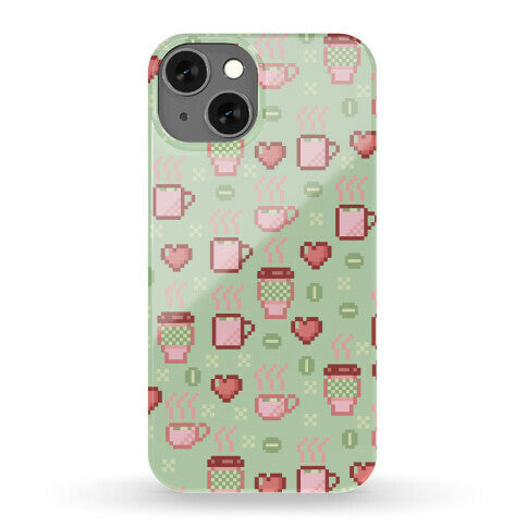 Pastel Coffee Pixel Art Pattern Phone Case